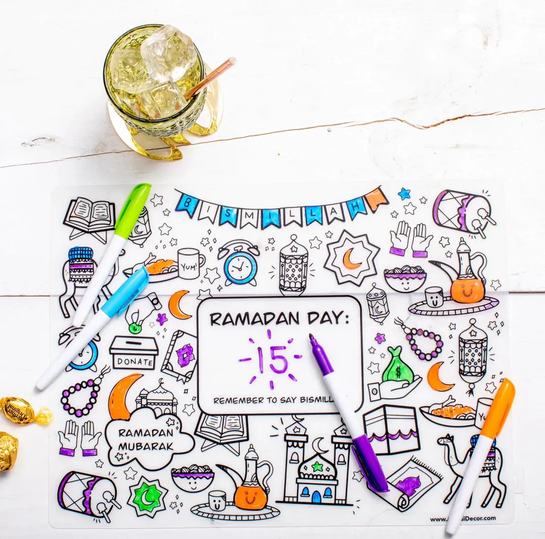 Washable Ramadan Coloring Silicone Placemat