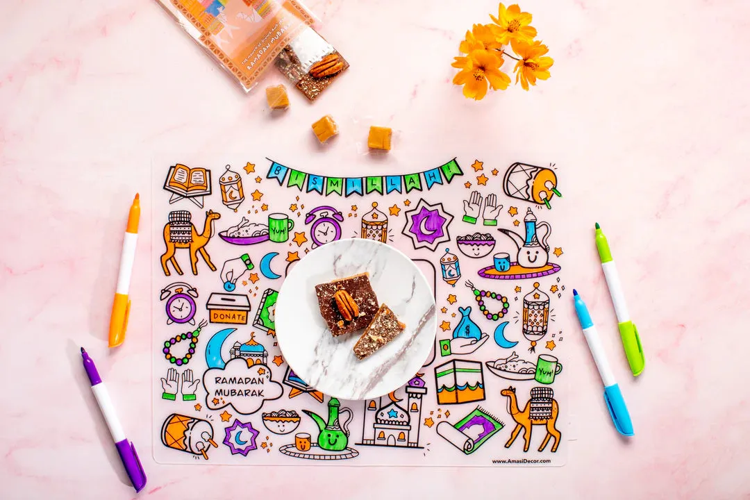 Washable Ramadan Coloring Silicone Placemat